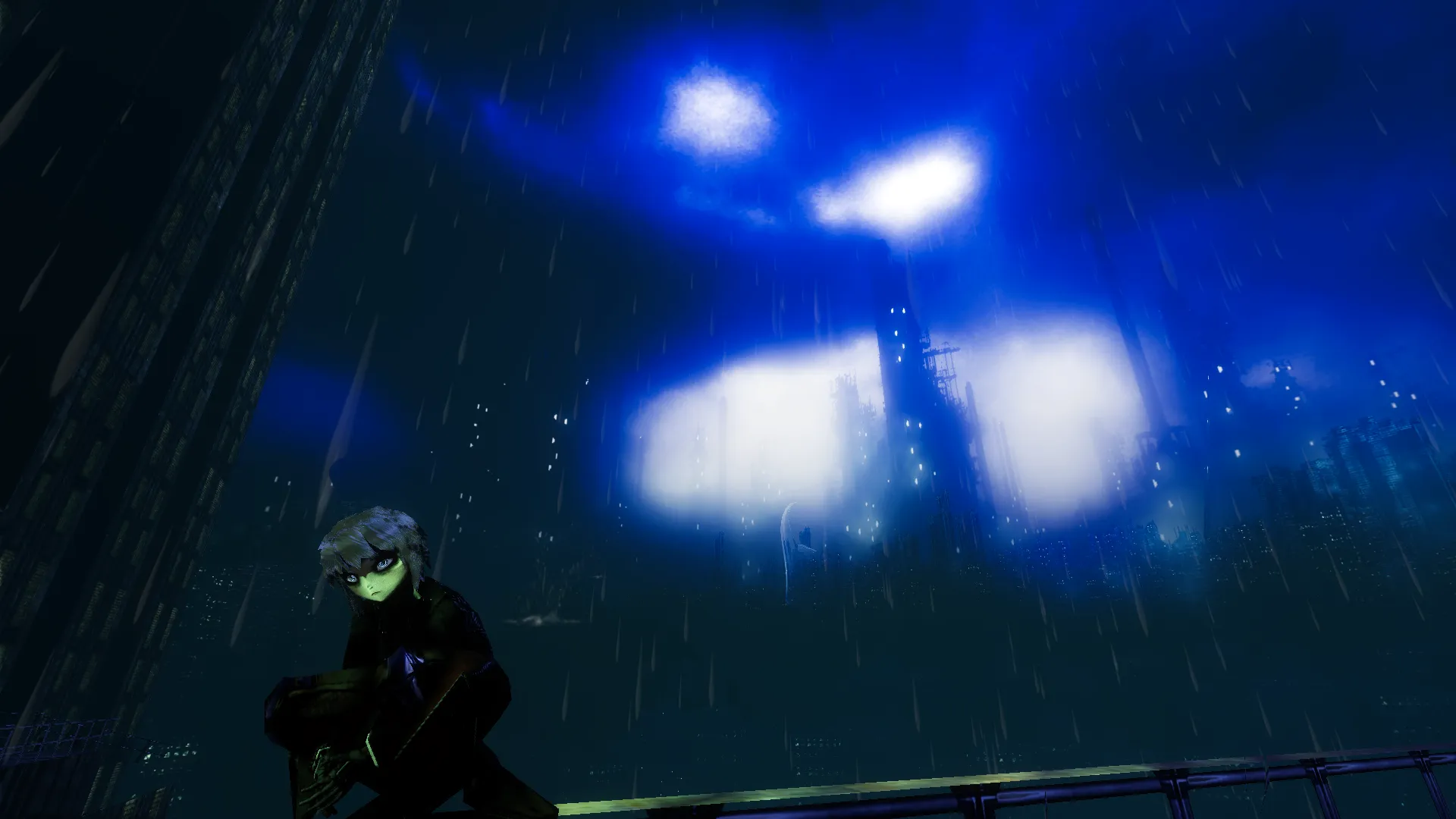 Marie sitting before a beautiful berry colored skybox