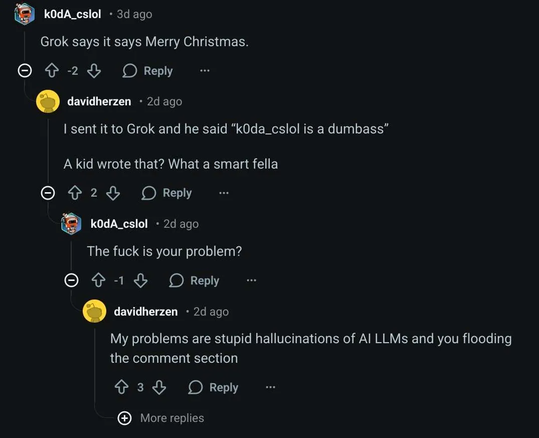 Says stupid bullshit, asks "the fuck is your problem" when called out